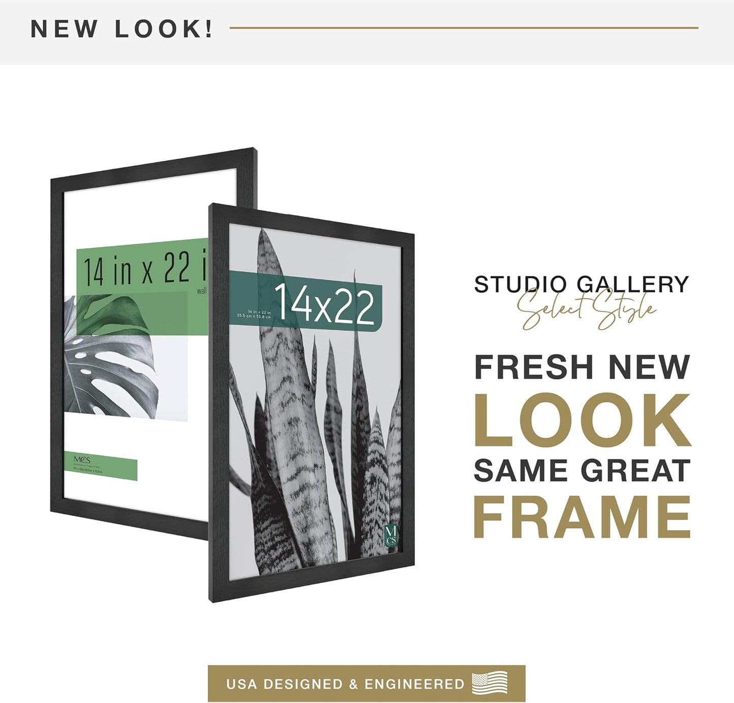 MCS Studio Gallery 16x24 Poster Frame Black Woodgrain Engineered Wood, Vertical & Horizontal Wall Hanging Large Picture Frame for Photos, Posters & Art Prints (1-Pack)