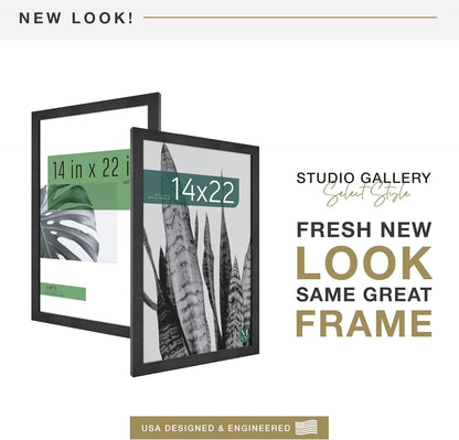 MCS Studio Gallery 16x24 Poster Frame Black Woodgrain Engineered Wood, Vertical & Horizontal Wall Hanging Large Picture Frame for Photos, Posters & Art Prints (1-Pack)