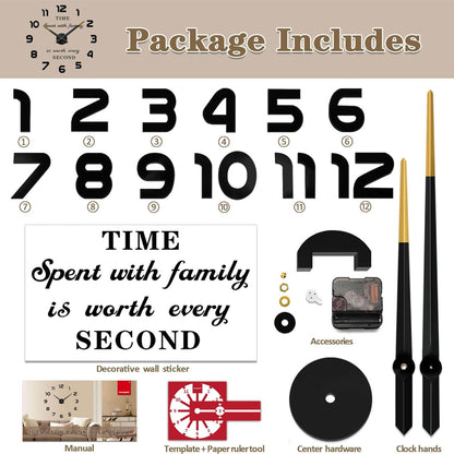 VANGOLD Large Wall Clocks for Living Room Decor, Decorative Wall Clocks Battery Operated (Black Wall Decor)
