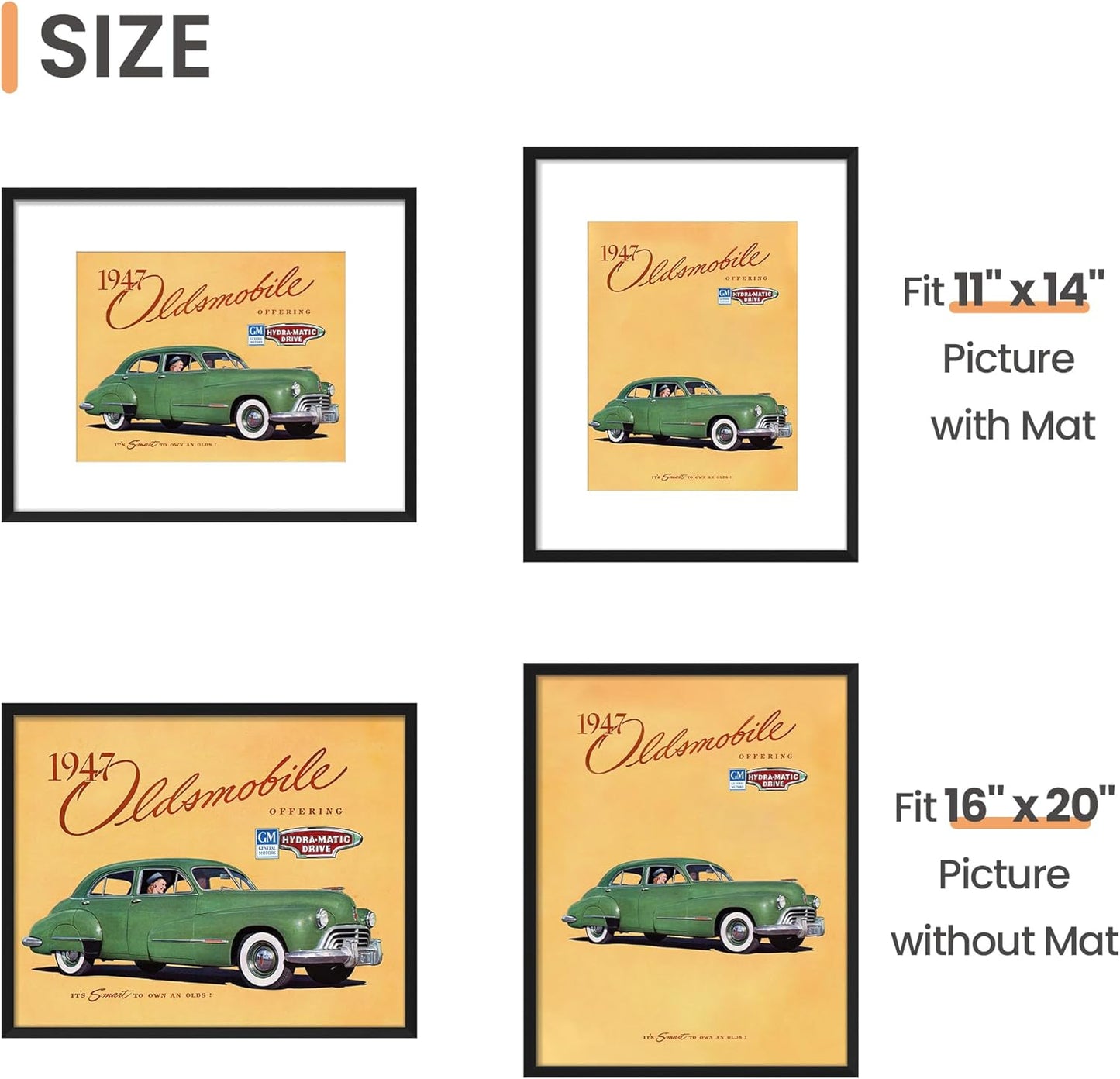 upsimples 8x10 Picture Frame, Display Pictures 5x7 with Mat or 8x10 Without Mat, Wall Hanging Photo Frame, Black, 1 Pack - Colors B