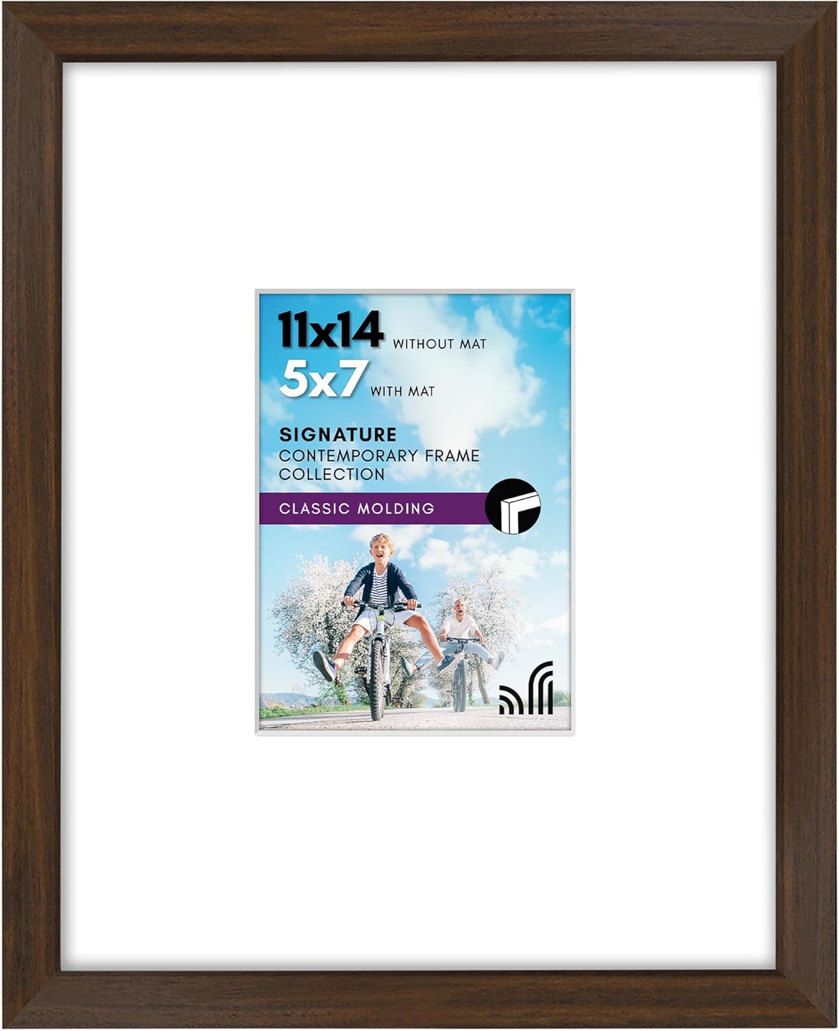 Americanflat 11x14 Picture Frame with Shatter-Resistant Glass - Use as 5x7 Frame with Mat or Display 11x14 Photo Without Mat - Signature Collection - Picture Frames for Wall Display - Black