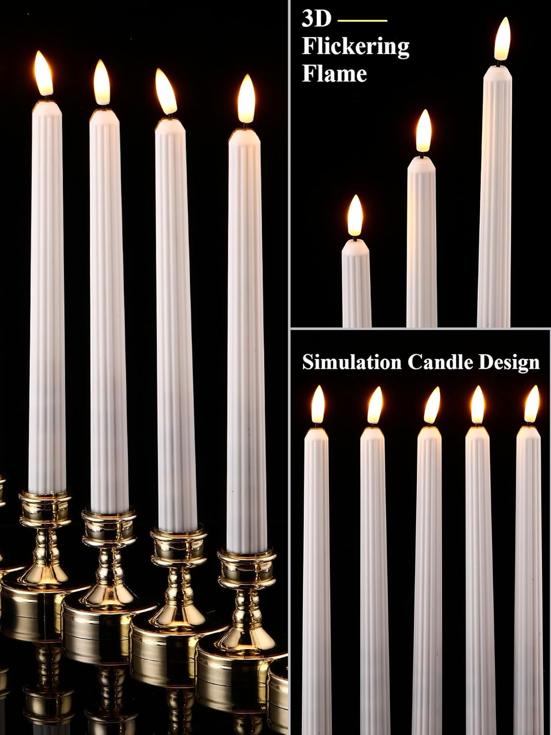 Treela 24 Pcs Flameless Taper Candles Battery Operated Bulk Fake Candles Light LED Candle Sticks Flickering Tapered for Easter Wedding Anniversary Decoration(Basic,11 Inch,Ivory)