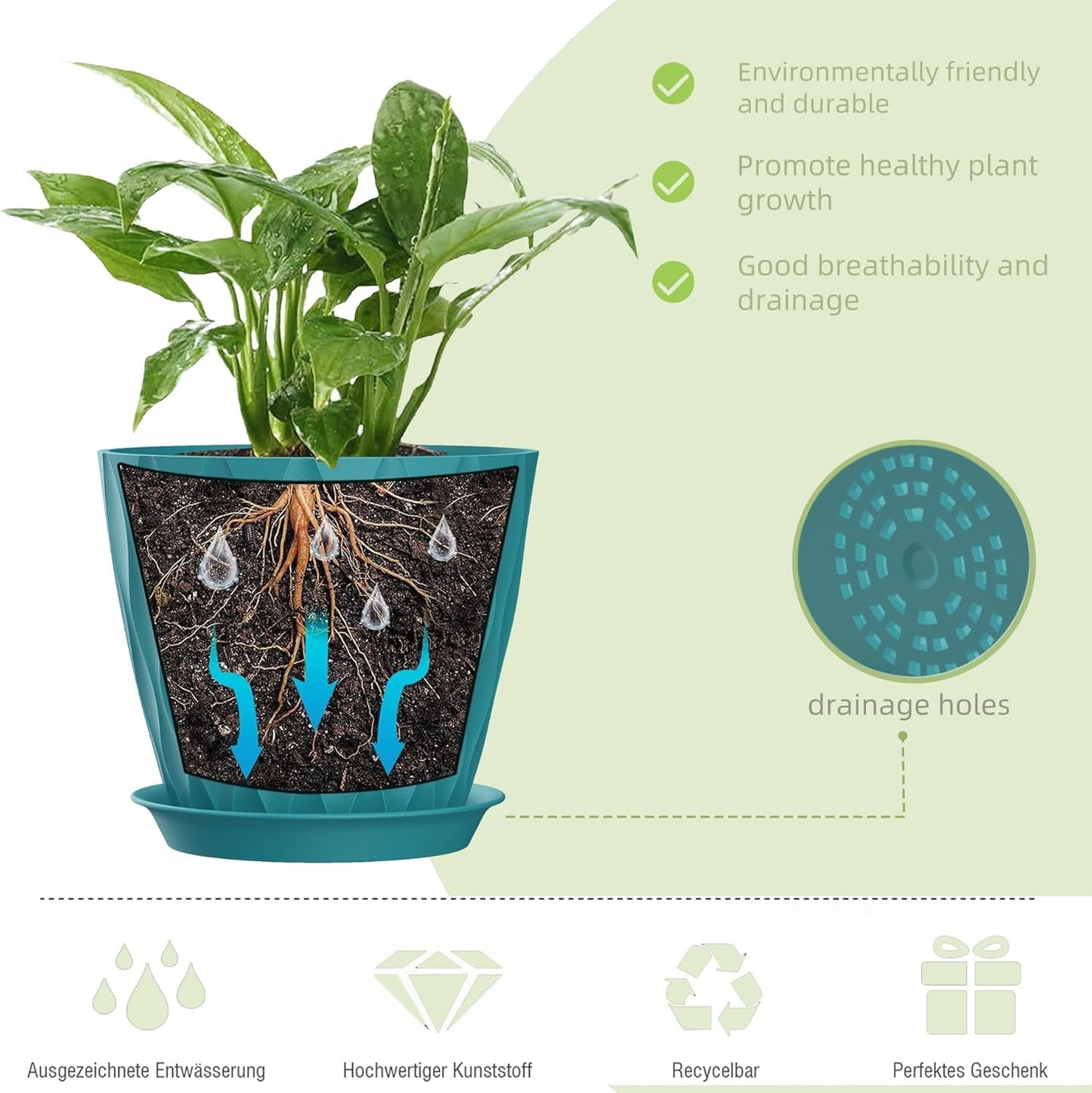 4 Inch Plant Pots, 6 Pack Indoor Flower Pots, Planters with Drainage Holes and Trays for Orchids, Violets, Succulents, Herbs, and Other Plants,Corolful