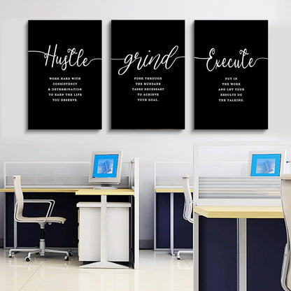 Inspirational Canvas Painting Wall Art -EPHANY ART,Mindset Quotes Prints, Success Framed Entrepreneur Poster Positive Quotes Wall Poster for Home Office Workplace (M-3pcs,12x16inchx3pcs)