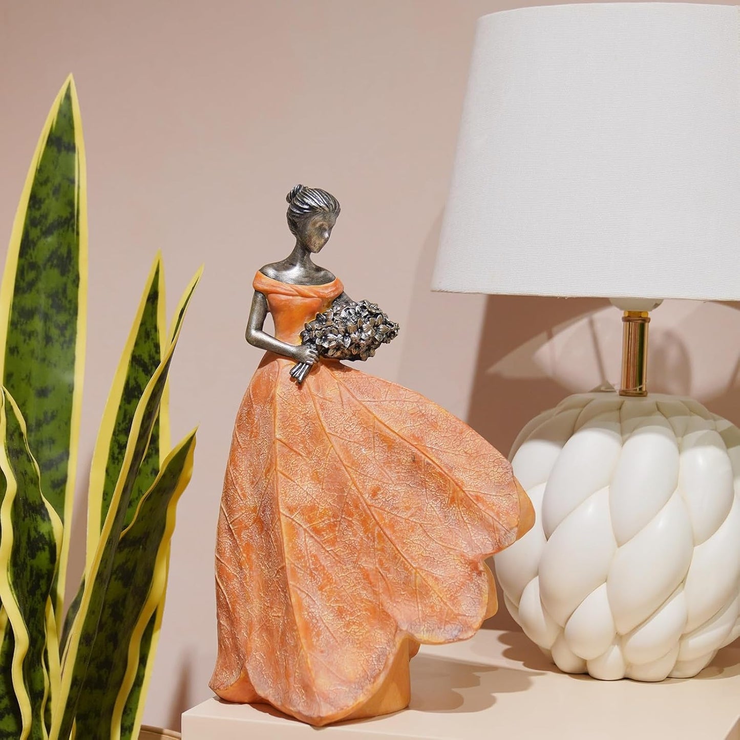 Guichifun Fairy Statue Collection Home Decoration - Leaf Angel Girls Resin Modern Table Decor for Living Room Office Sculpture Decor for Women Indoor Rustic Figurines Gift 5 x 3 x 7.5 Inch