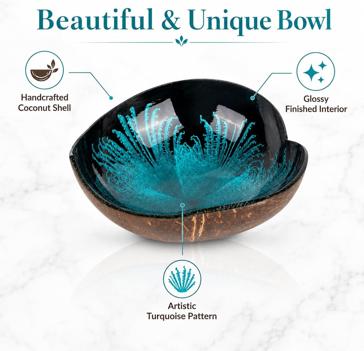 Coconut Bowls Decorative Candy Dish - Heart Acai Bowl, Natural Wooden Candy Dish, Key Bowl Holder for Entryway Table, Yogurt Smoothie Nuts Dessert Container, Rice Fruits Dry Snack Storage Shell Bowls