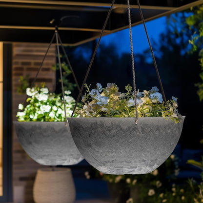 LA JOLIE MUSE Large Hanging Planters - 13 Inch Flower Pots Outdoor Indoor, Hanging Garden Planters Set of 2, New Iron Color