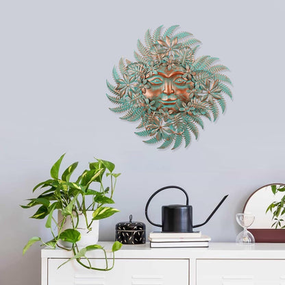 Large Metal Sun Wall Decor Outdoor, 27 Inch Sun and Moon Decor Metal Wall Art, 3D Sun Wall Decor for Patio Garden Yard Fence Bedroom Living Room Decoration