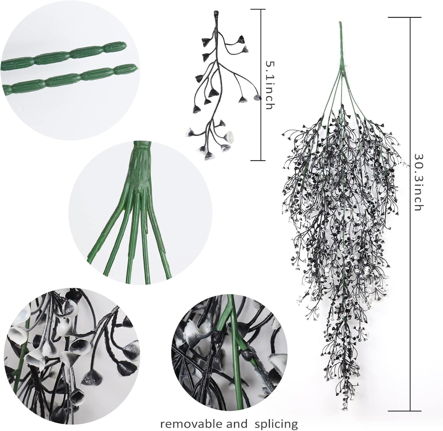 RECUTMS Fake Hanging Plants Artificial Ferns for Outdoor Hanging Faux Plants Vine Ivy Faux Fern Hanging Vines Wall Plants for Home Garden Party Wedding Decor (White 4P)