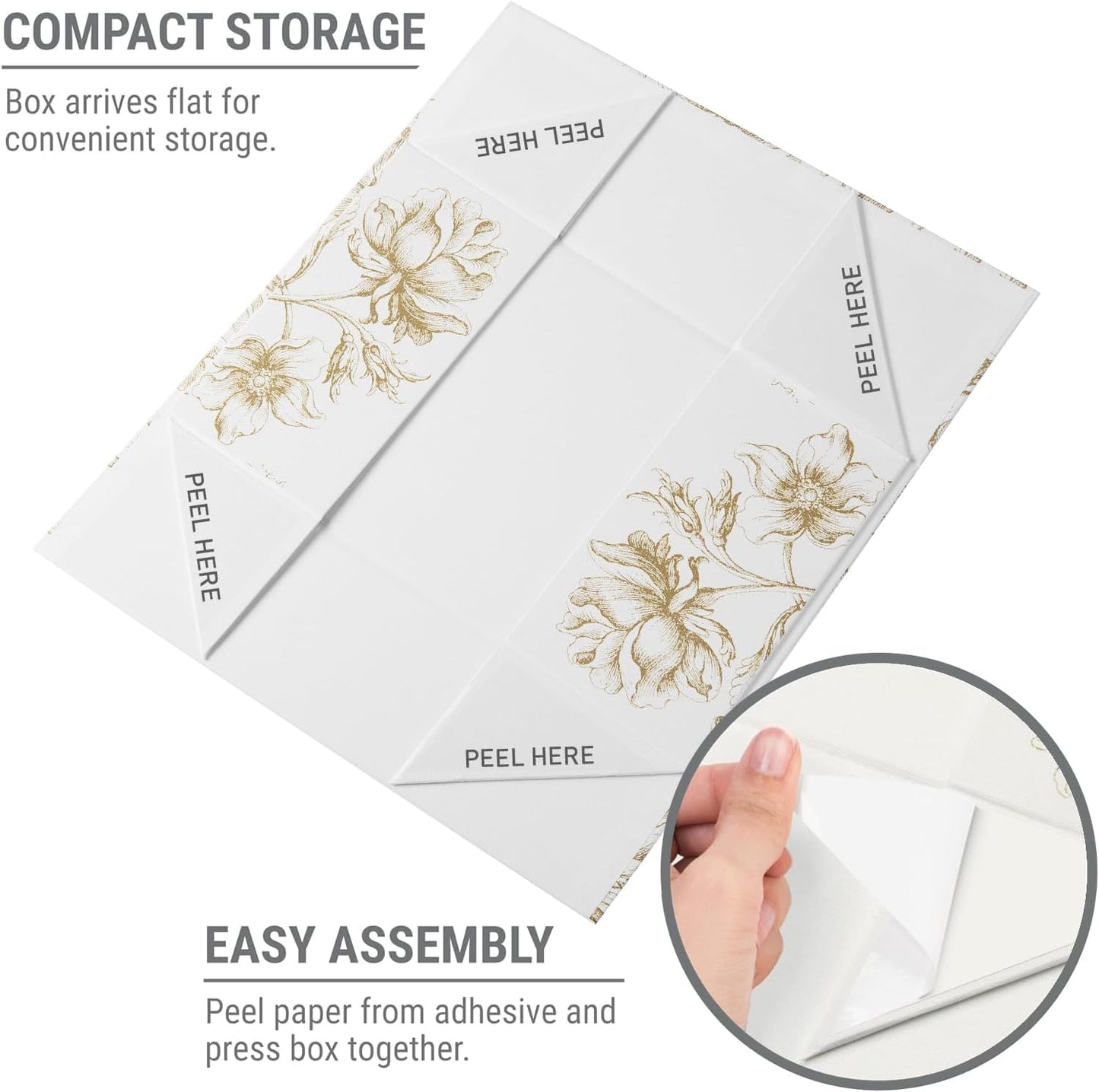Luxury Keepsake Gift Box | Gold Floral Decorative Boxes with Magnetic Lids for Presents, Wedding Memory Box, and Bridal Gifts. 11.5" x 7.5" x 3.5"