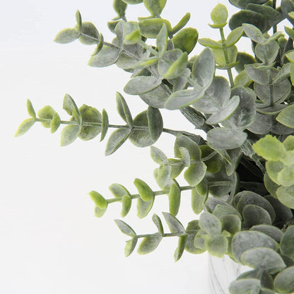 Hollyone Mini Artificial Potted Plants Fake Plants in Marble Pots, 1Pcs Plastic Eucalyptus Greenery Faux Plants for Home Office Desk Room Centerpiece Shelf Décor