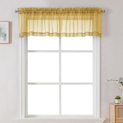 Chyhomenyc Sheer White Valances for Windows 2 Pack, Small Window Curtains for Living Room Bathroom Cafe Laundry Basement, Modern Top Dual Rod Pocket Voile Curtain, 42W x 14L inches, White - Colors C