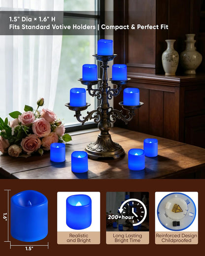 Homemory 24Pack Flickering Flameless Votive Candles,200+Hour Electric Fake Candles,Battery Operated LED Tealight for Wedding,Outdoor,Table,Halloween,Christmas Decor(Warm White,Battery Included)