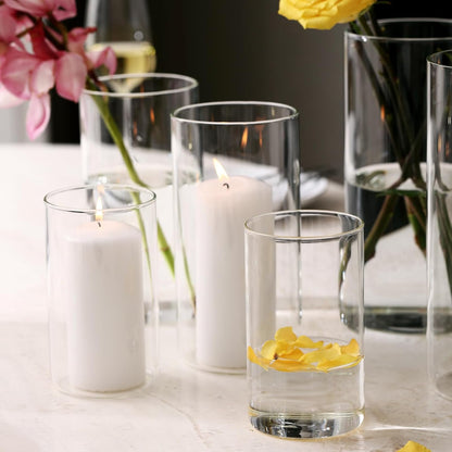 PHOSPHOR Hurricane Candle HoldersFor Pillar Candle Clear Glass Cylinder Centerpieces Vases Table Decoration Centerpiece Floral Room Decor Clear Seeded Bubbles Living Dining Kitchen 3 Pieces