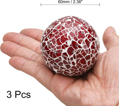 uxcell 3Pcs Decorative Glass Balls 2.36 Inch Orbs Centerpiece Balls Mosaic Glass Ball Sphere for Decor Bowls Vases Dining Table Party, Dark Blue