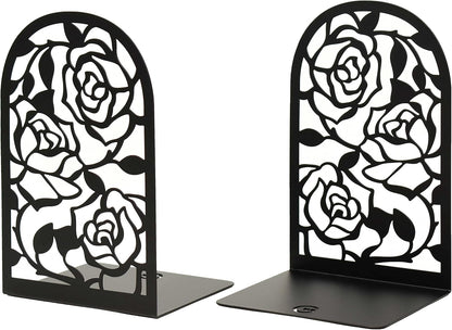 CNK Premium BookEnds - Heavy Duty Metal Book Stoppers for Home Office, Decorative Book Shelf Holders (Hummingbird Black)