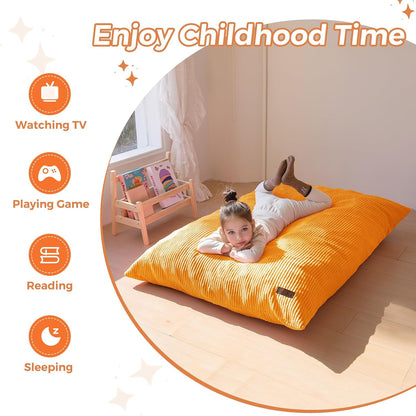MAXYOYO 3 in 1 Kids Bean Bag Chair Couch, Convertible Chair Folds from Bean Bag to Lounger, Child Floor Sofa for Gaming, Reading, Floor Mattress with High-Density Foam Filling