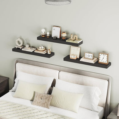 RALGEND Floating Shelves for Wall, 1.5" Thick Wall Shelf Set of 3 with Invisible Brackets, L31.5 x W7.9 Hanging Shelves Farmhouse Home Decor for Bathroom, Living Room, Bedroom, Rustic Brown 8301BJP3BF