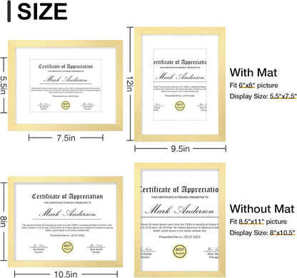 Vittanly 8x10 Picture Frames Set of 9, Shatter Resistant Plexiglass, Display 5x7 Pictures with Mat or 8x10 without Mat, Photo Frames for Wall or Tabletop, Engineered Wood, Black - Colors A