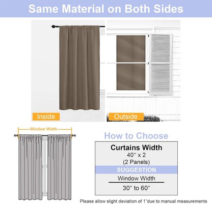 Simplebrand Ava Sage Green Blackout Curtains for Bedroom 63 Inch Length 2 Panels Set, Solid Thermal Insulated Energy Saving Rod Pocket Window Treatment Curtains Blackout Drapes, W40 x L63 Inch, Sage - Colors B