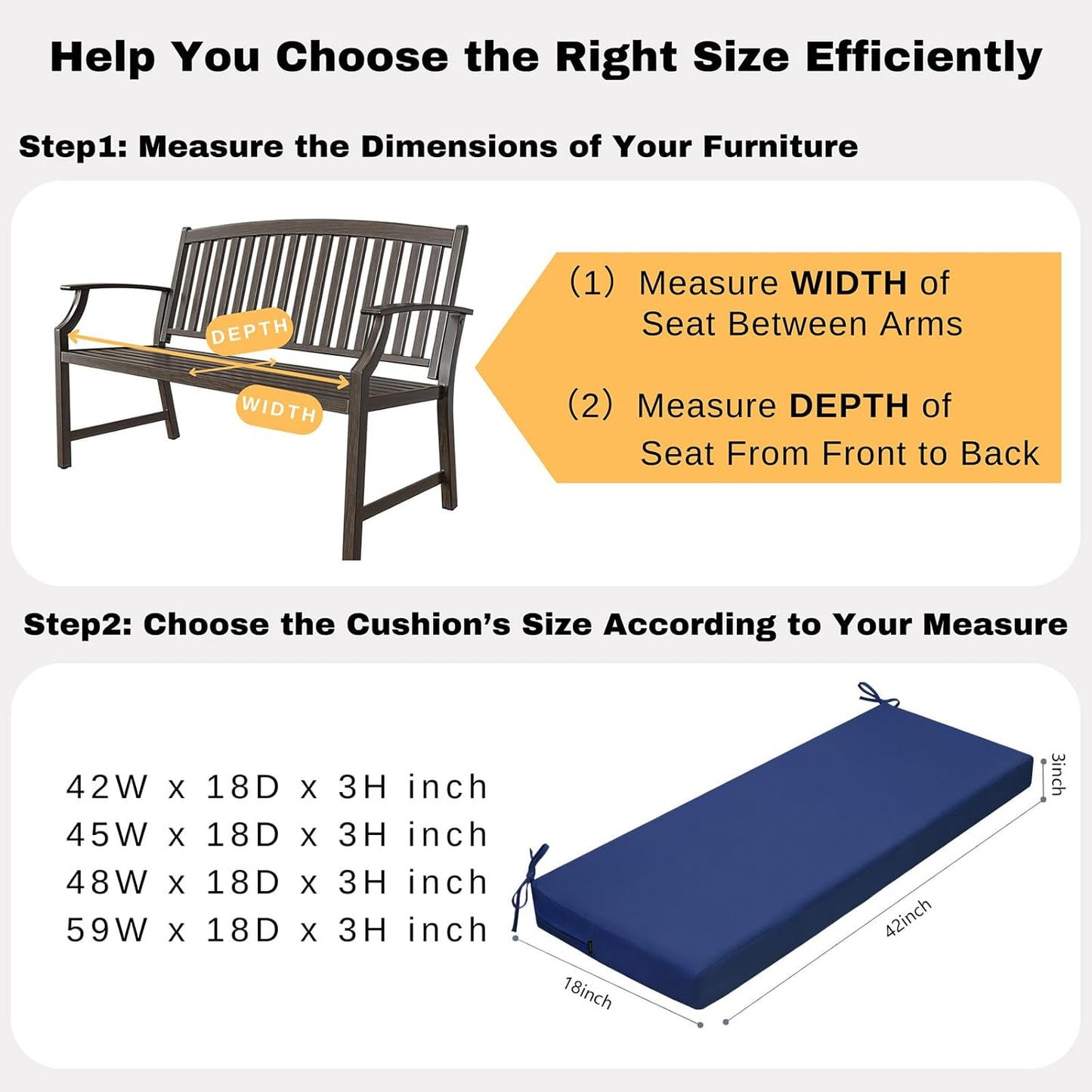 idee-home Outdoor Bench Cushion Waterproof, Bench Cushions for Outdoor Furniture, Patio Porch Swing Replacement Seat Pad with Ties for Garden Backyard, 48 x 18 Inch Red