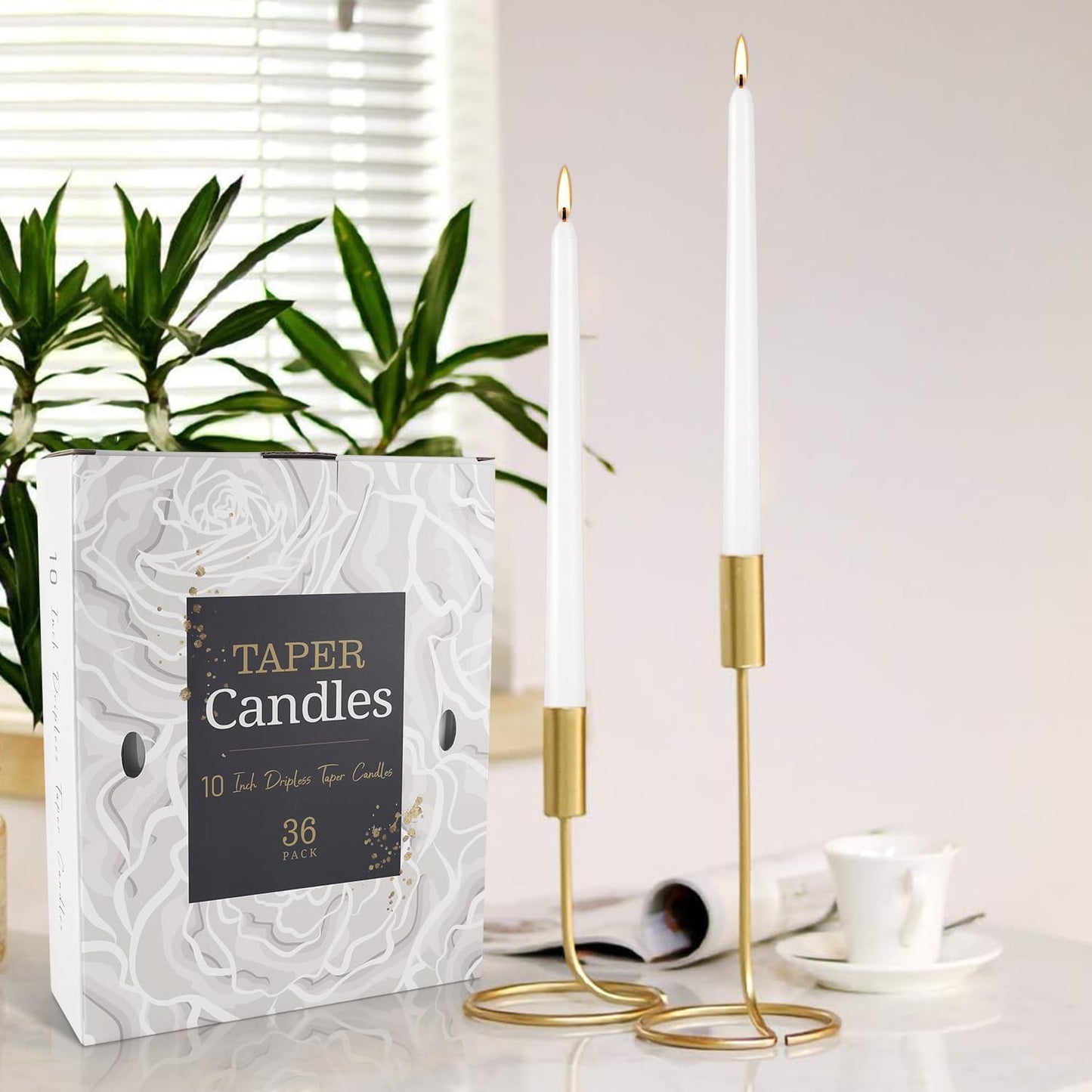 30-Pack 10-Color Taper Candles - 10 Inch Dripless & 10-Hour Burn｜Wedding/Birthday/Home Decor with Premium Wax