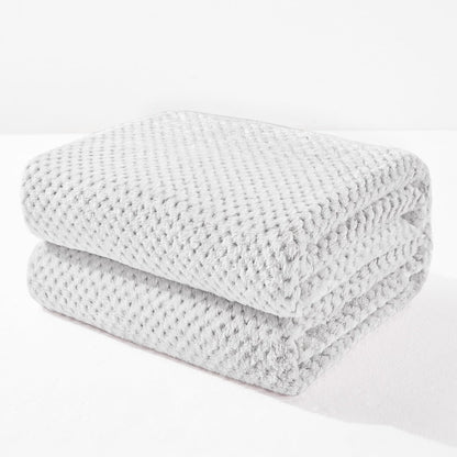 Exclusivo Mezcla Fleece Throw Blanket Extra Large, Super Soft and Warm Blankets for Couch, Sofa and Bed Waffle Textured, Cozy, Fuzzy and Lightweight (Slate Blue, 50x70 Inches)