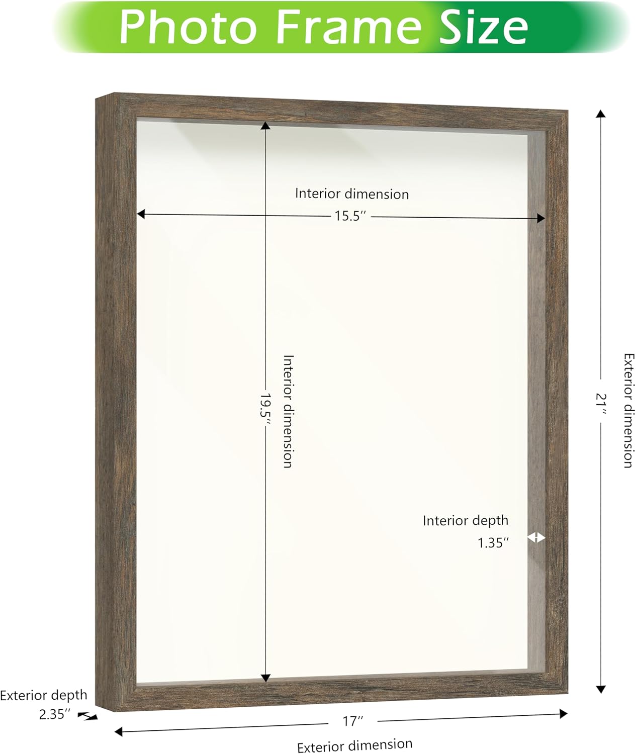 FrameWorks 11” x 14” Dark Oak Wooden Shadow Box Frame – Display Case with Soft Felt Back, Memory Box with Tempered Glass, Display Box with Elegant White Ball Push Pins, Wooden Flower Box