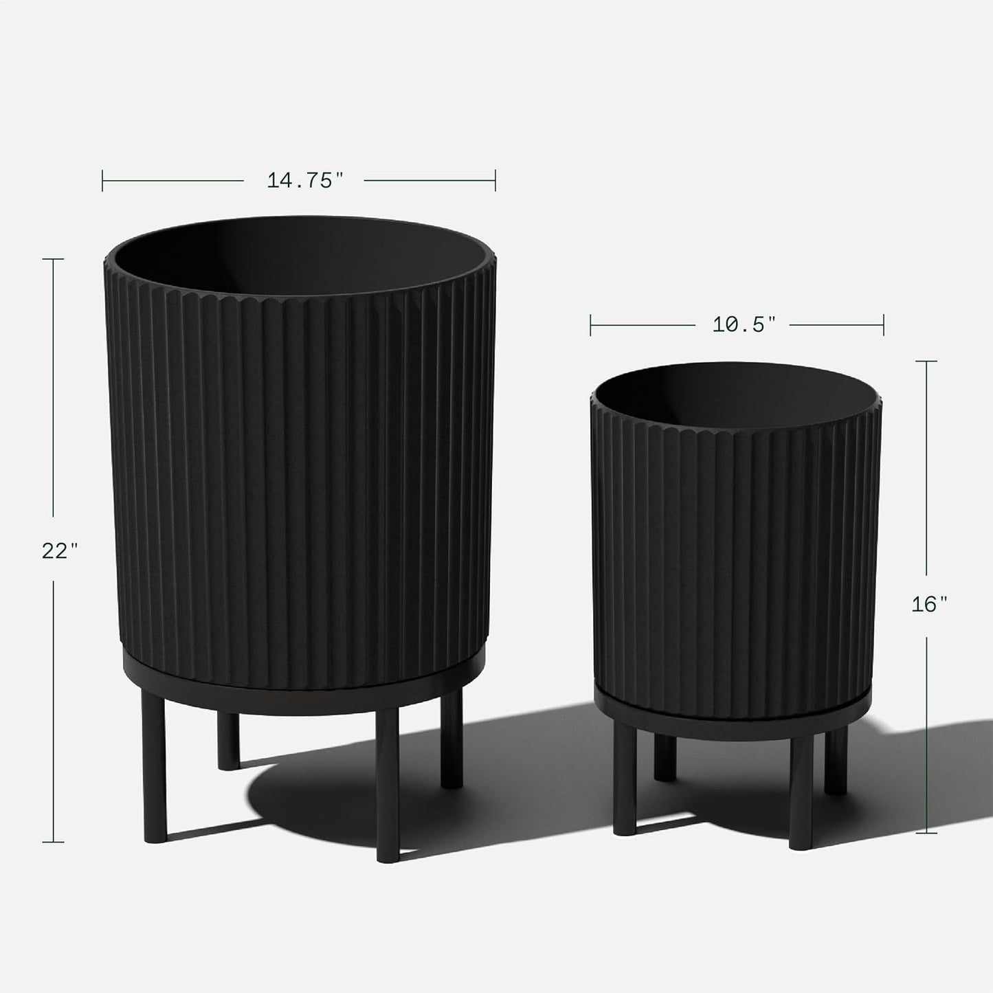 Veradek Demi Series Round Planter w/ Stand for Porch/Patio | Durable Plastic-Concrete & Wooden Stand | Modern Décor for Tall Plants, Flowers