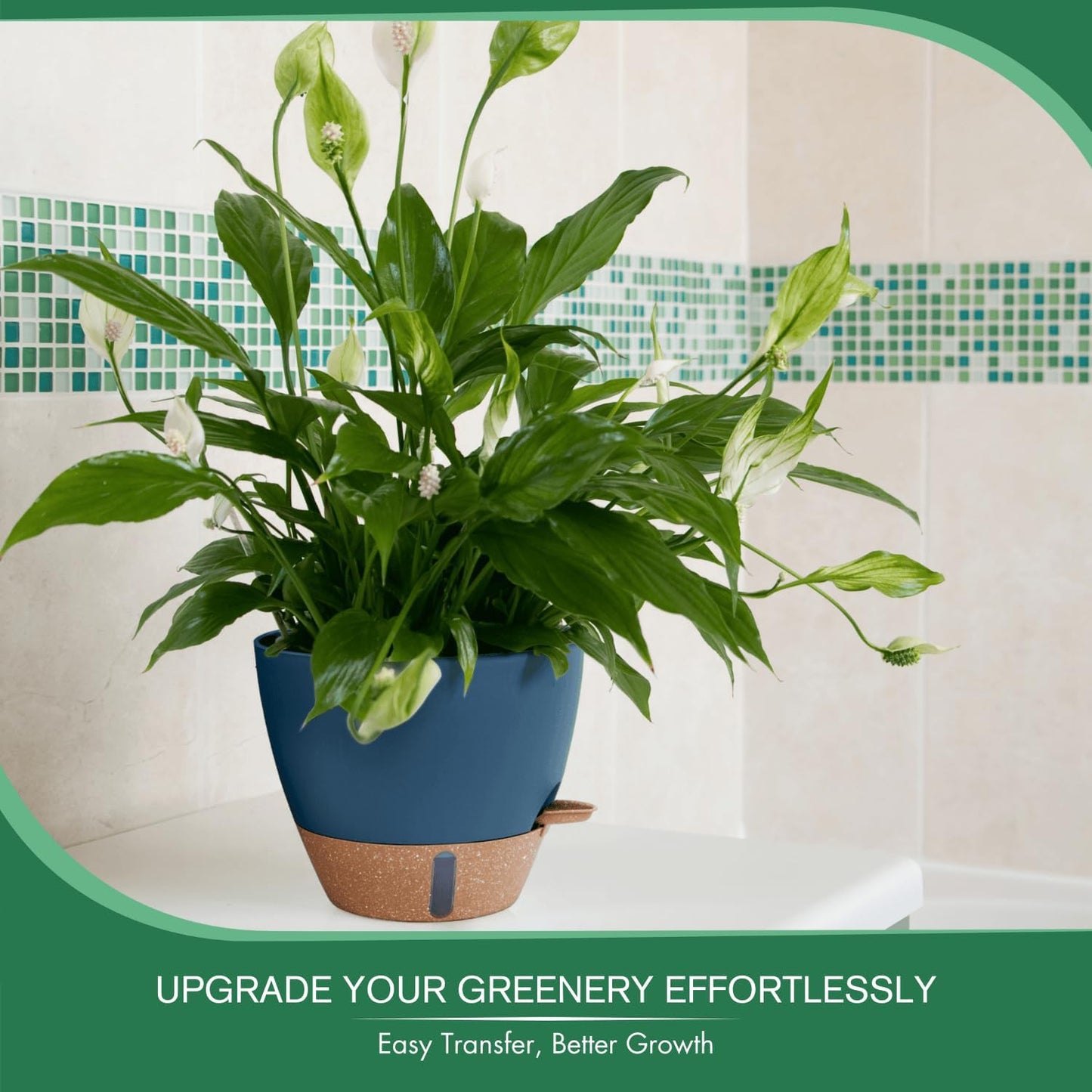 montresor 12/10/8 Inch Self Watering Pots for Indoor Plants Plastic Large Plant Pots for Outdoor Plants, Water Level Window & Spacious Reservoir Flower Pots Decorative Planter with Drainage and Tray