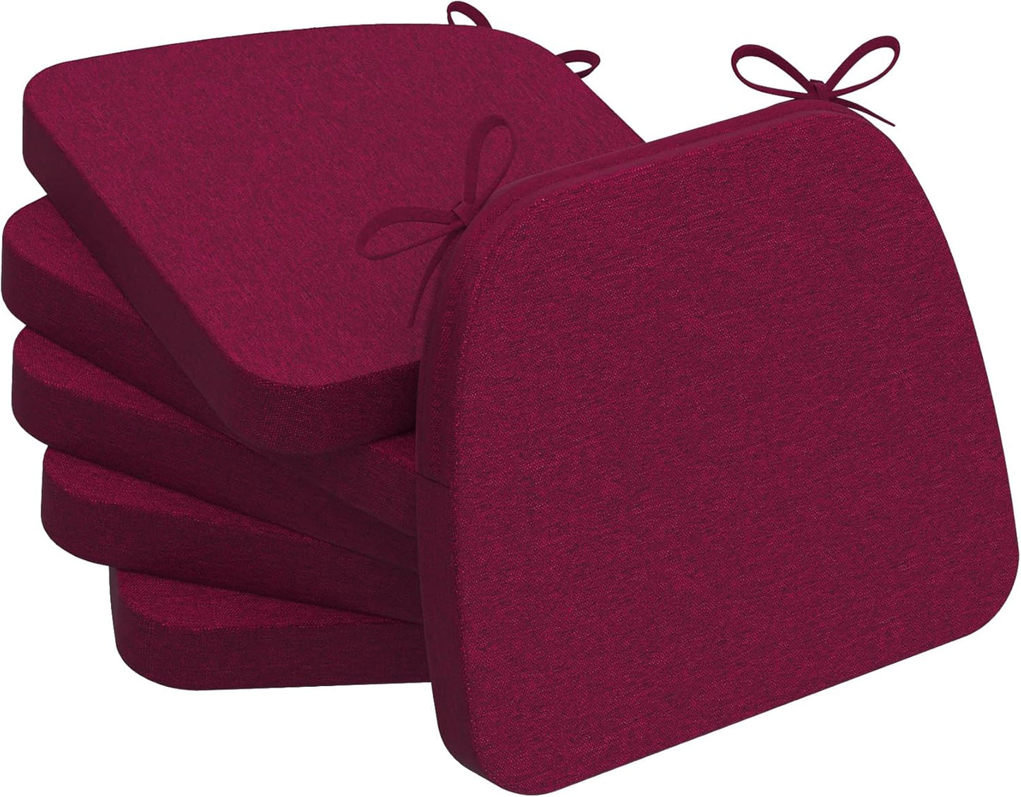AAAAAcessories D-Shaped Chair Cushions, 2" Thick Dining Chair Pads with Ties and Removable, Machine-Washable Cover, 17" x 16", Set of 4, Oatmeal Beige - Colors B