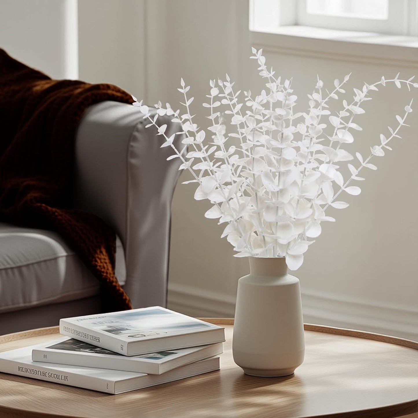 18pcs Eucalyptus Stems Greenery Stems Fake Leaves Artificial Flowers Bouquet Faux Branches Centerpiece Flores Plants for Home Party Decor Wedding Decoration