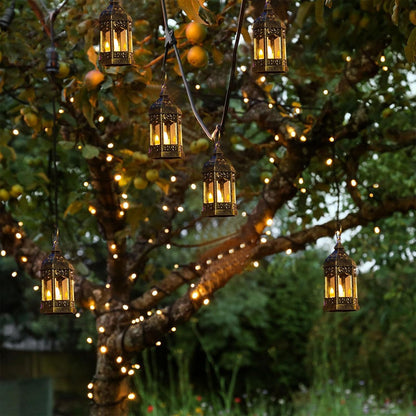 Mini Lanterns Decorative Indoor: 6 Pcs Black Small Hanging LED Lanterns for Centerpieces Wedding Table Decor Ramadan Enchanted Forest Decorations