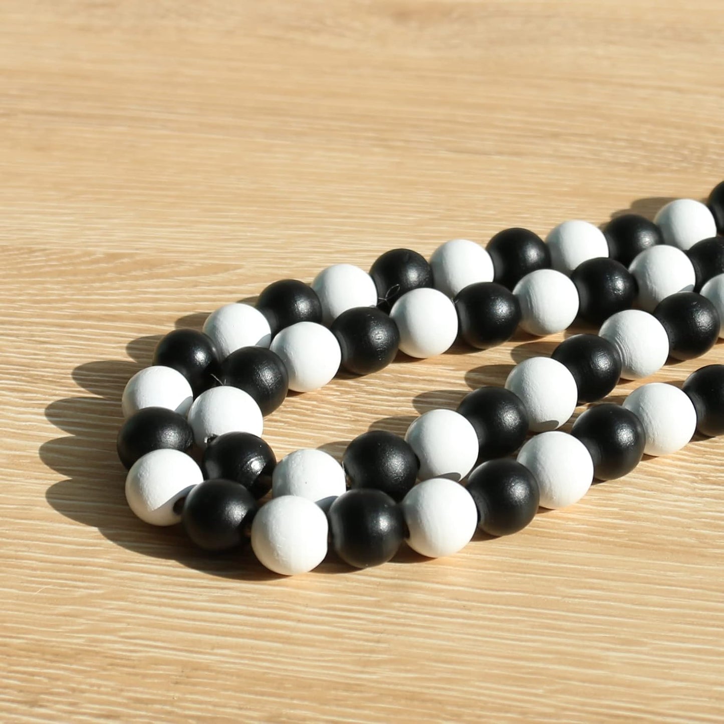 Meplait Wood Bead Garland, 39in Farmhouse Beads with Tassels for Tiered Tray Decor