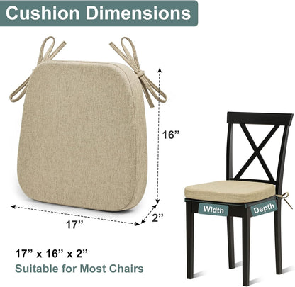 Shinnwa Dining Chair Pads, Patented Design Memory Foam Kitchen Chair Cushions with Ties and Washable Cover, 17" x 16" x 2", Black