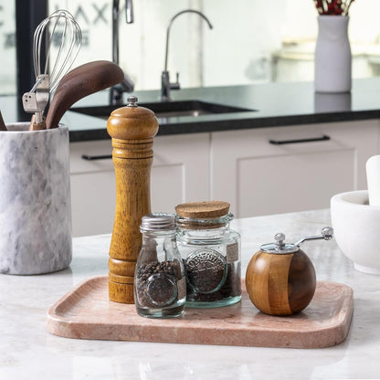 Marble Vanity Tray for Dresser Organizer, Travertine Bathroom Tray Countertop, Beige Decorative Serving Trays, Kitchen Sink Storage, Jewelry & Perfume Holder(Travertino Romano)