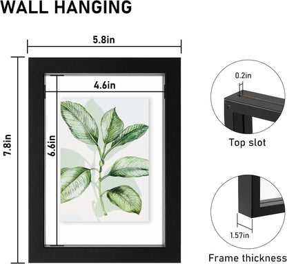 CORE ART 8x10 Floating Picture Frame,Double Plexglass Floating Frame for 5x7,4x6 Pictures,Wall or Tabletop Display,Black