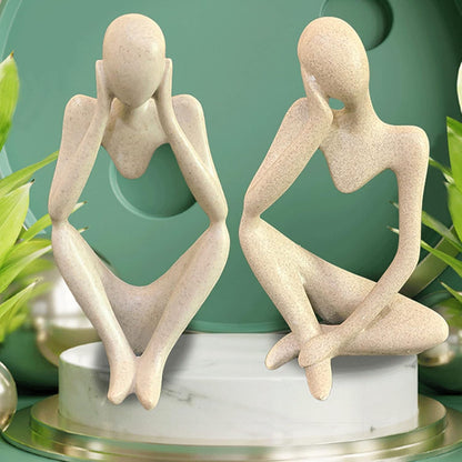 Thinker Statues And Sculptures, Sandstone Resin Thinker Statue Ornaments, Abstract Style Sculptures, Housewarming Gifts, Housewarming Decorations, Living Room Dining Desk Decorations (Right, Small)