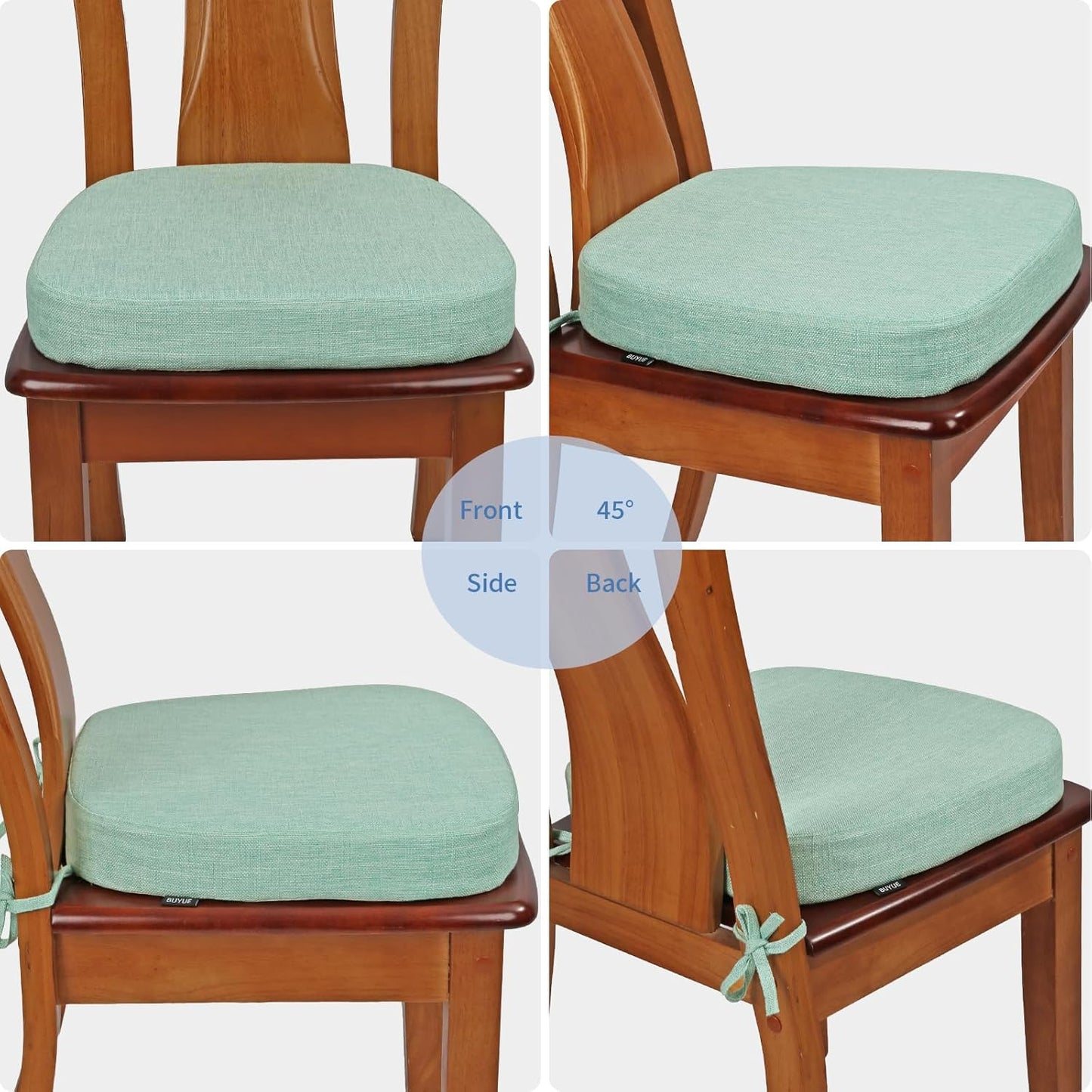 BUYUE Thickened 2.5" Friendly Woven Fabric Dining Chair Cushion, U-Shape High Density Foam Comfortable Chair Pad for Kitchen, Slip Resistant Indoor Seat Cushion (1 Piece, Dark Gray)