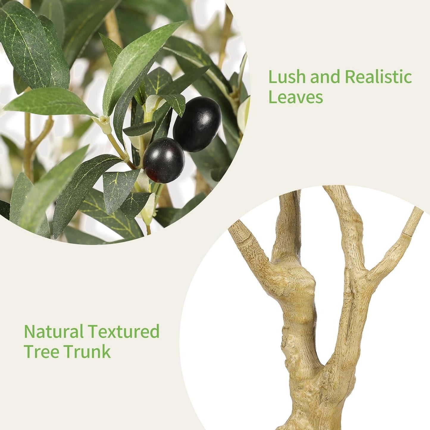 Realead Artificial Olive Tree 8ft - Large Faux Olive Tree with Realistic Leaves and Olives - Full and Grand Design Fake Olive Tree with Sturdy Base for Indoor Outdoor Office Decor