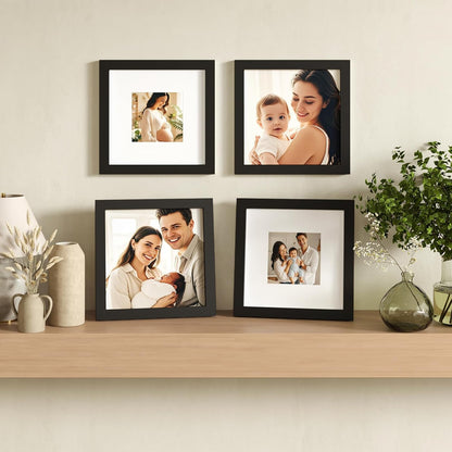 Egofine 12x16 Picture Frame Black, Covered by Plexiglass Made of Solid Wood, Display Pictures 9x12 and 11x14 with Mat or 12x16 Without Mat, for Wall Mounting Photo Frame - Colors B