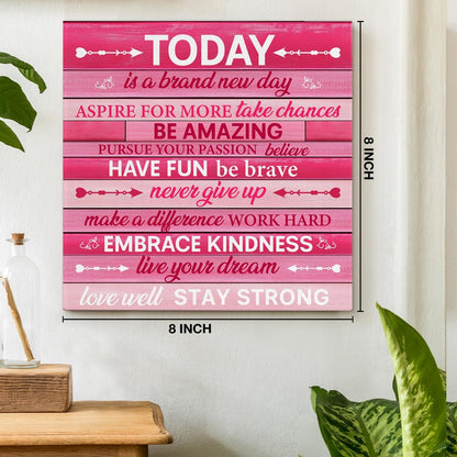 Inspirational Farmhouse Canvas Print Wall Art Decor One Small Positive Thought in the Morning Can Change Your Whole Day Sign Painting Plaque Rustic Home Decoration (8 X 8 Inches, Framed)
