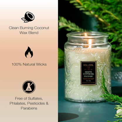 Voluspa Baltic Amber Candle, 18 oz, Coconut Wax Blend, Scented Candles for Home, 100 Hour Burn Time, Candle Jar