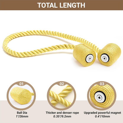 Hion Magnetic Curtain Tiebacks Black 2pcs, Curtain Tiebacks Buckles Holdbacks Holders Hooks Clip for Home Outdoor Bedroom Office Decorative Curtain