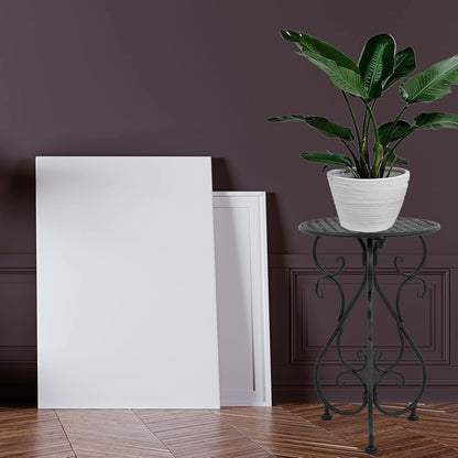 NAKUPE Plant Stand Indoor & Outdoor Flower Pot Stand 17" Tall Metal Plant Table,Single Planter Holder for Patio, Porch, Corner, Garden Decor, Balcony, Black(1 Pack)