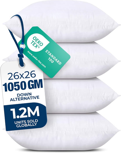 Utopia Bedding Throw Pillows (Set of 4, White) – 16 x 16 Inches Down Alternative Pillows for Bed, Sofa, and Couch - Fluffy Decorative Stuffer Pillow for Indoors & Outdoors