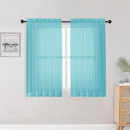 OWENIE Sheer Curtains 84 inches Long 2 Panels Set for Living Room/Bedroom, Rod Pocket Voile Sheer Panel Drapes, White, 2pcs, Each 42" W x 84" L - Colors A