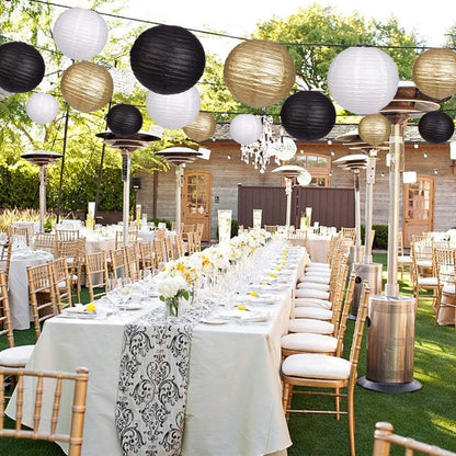 Paper Lanterns Decorative, Round Hanging Paper Lanterns Decorations for Rustic Party Bridal Shower Wedding Sage Green Birthday Party Supplies Gold/Ivory/Sage Green 15pcs