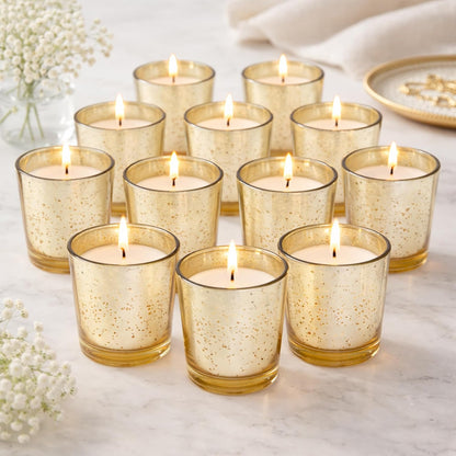 48-Pack Clear Glass Votive Candles – 10–12 Hour Long Burn, Unscented, Ivory, Bulk Set for Weddings, Events & Table Centerpieces – Hosley