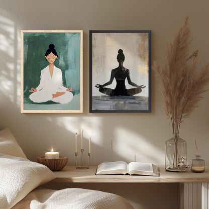 GELDSTEI Calm Zen Botanical Canvas Wall Art, White Lotus Blooming on Stones in Water Aesthetic Pictures, Yoga Spa Meditation Room Decor, Modern Spiritual Poster Prints for Zen Office Framed Set of 3, Each 12x16 Inch